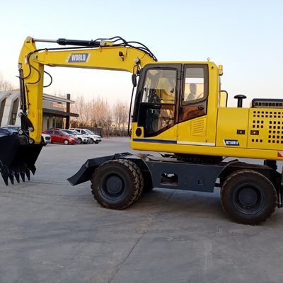 Gele de Motor Kleine Gravende Machine Op wielen van Mini Excavator YUCHAI