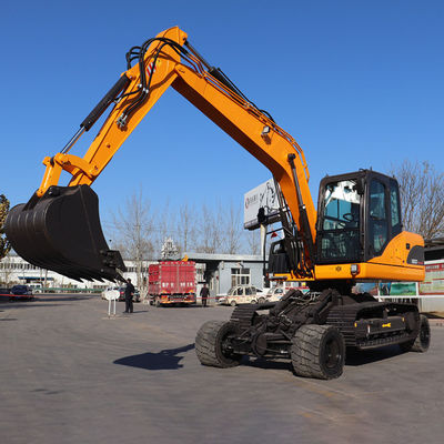Geel Graafwerktuig 9 van het Wielkruippakje Ton Hydraulic Compact Excavator